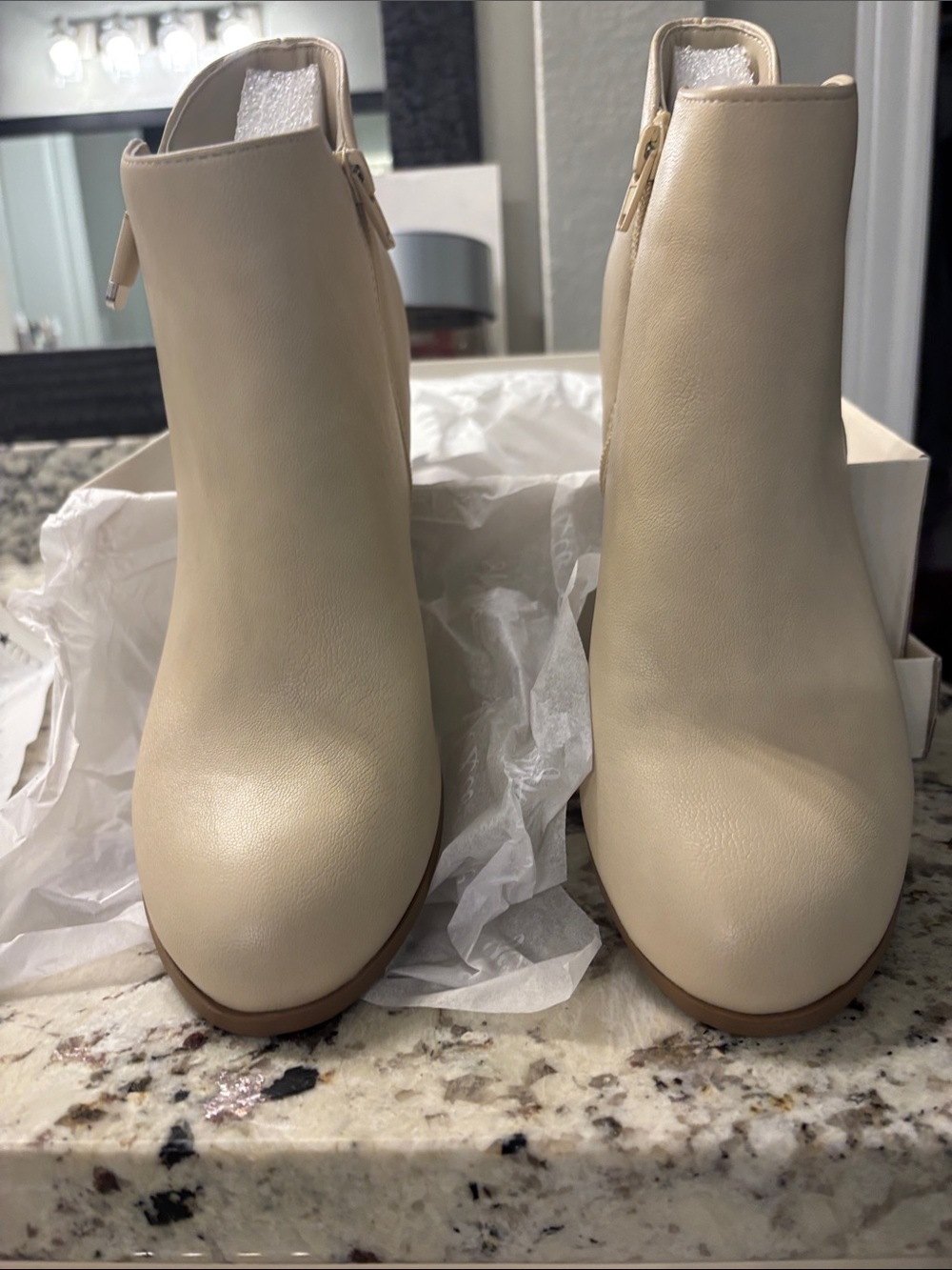 Style & Co. Cream Ankle Booties with Side Zip